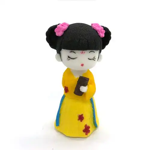 青海特色手工艺品茶卡纪念盐雕可爱卡通汉服娃娃泥人