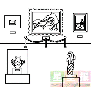 参观博物馆简笔画绘画