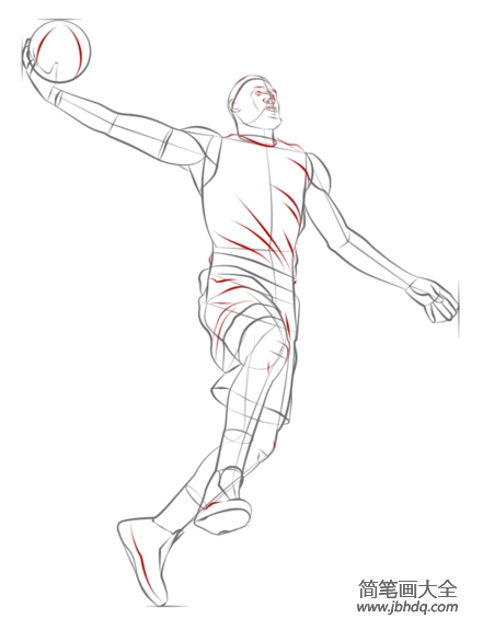 如何画正在扣篮的篮球运动员