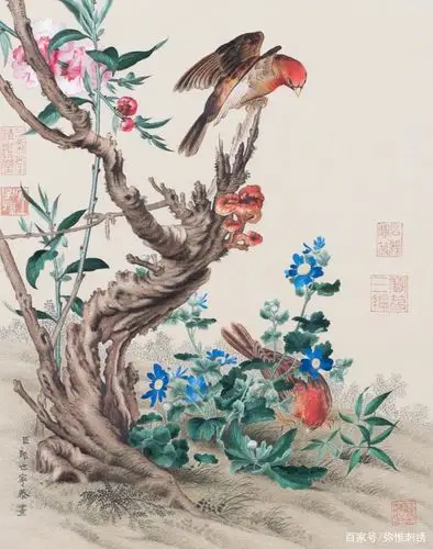 郎世宁花鸟系列之《吉祥富贵图》