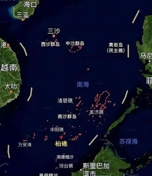 南海岛礁数量众多,主要包括南沙群岛,西沙群岛,中沙群岛,东沙群岛四大