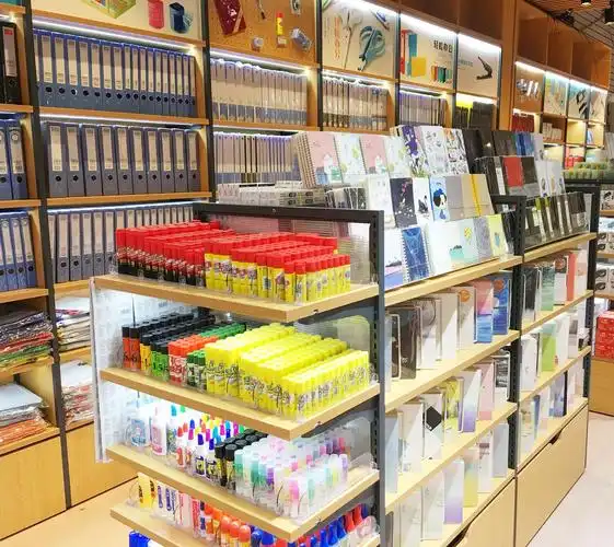 工厂定制文具店货架便利店商超市货架钢木展示架 文具单面展示架