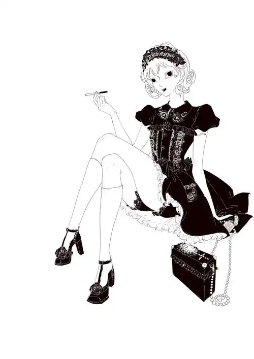 人物身上穿的衣服已画平铺图,作lolita设计稿件重庆