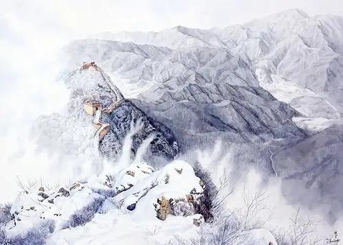 唯美水彩风景 雪长城系列 作者[赵朕吉]
