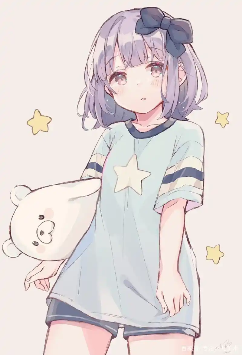 卡通动漫小美女,好温柔的色调,可爱!