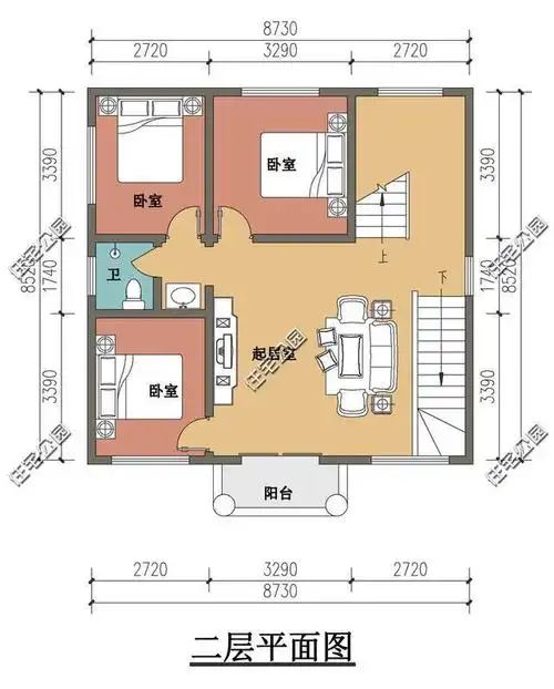 农村建房占地面积80至100平米,房屋方正三层带露台,怎么设计?