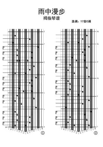雨中漫步拇指琴卡林巴琴演奏.简谱-虫虫乐谱