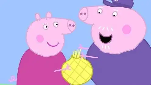 猪爷爷和猪奶奶在麻袋里装入了稻草,稻草人的身子就这样做好啦