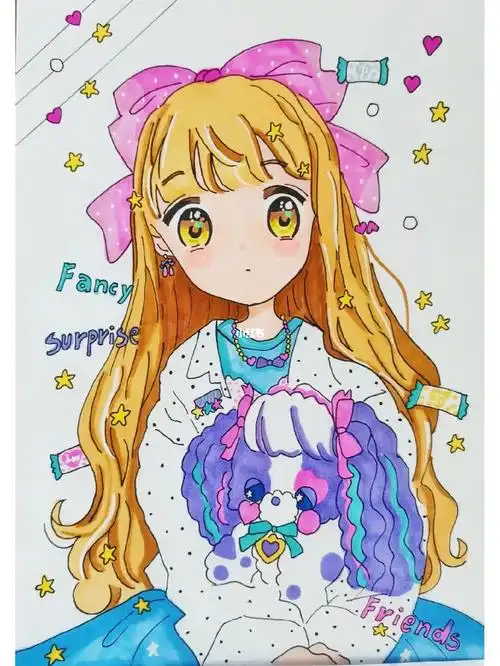 马克笔手绘可爱系美少女卡通动漫人物