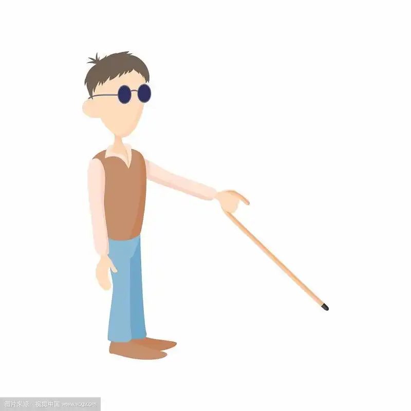 盲人与手杖图标卡通风格