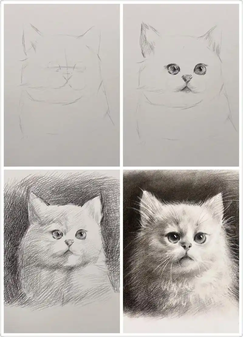 猫咪素描绘画步骤!这只猫咪有点呆09,画猫咪会上瘾吗 #素描 - 抖音