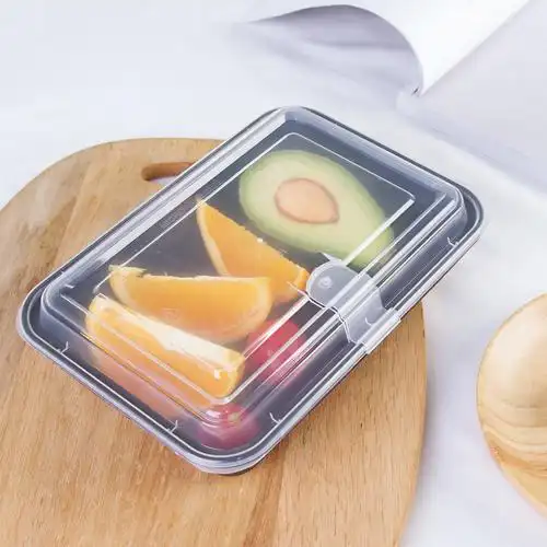 高档一次性餐盒长方形打包盒外卖餐盒加厚长方形创意水果捞盒批发