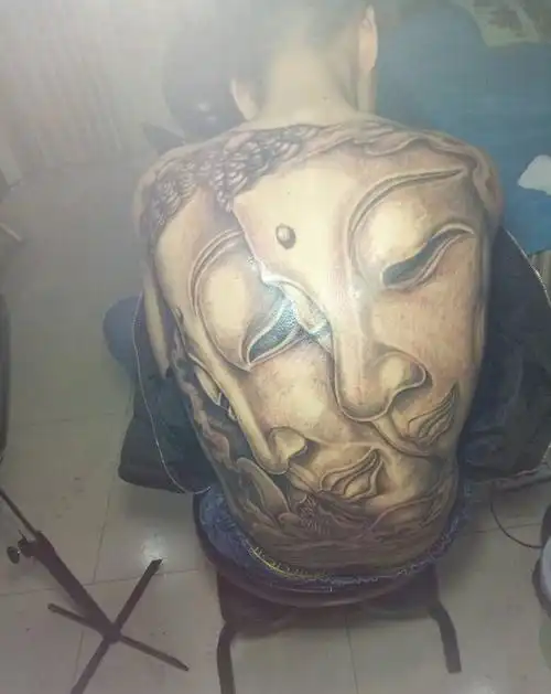 双面佛头纹身图片_背部传统人物鬼神宗教成品纹身图案 tag标签: 纹身