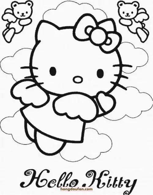 10张女孩子涂色凯蒂猫hello kitty免费涂色图片-红豆饭小学生简笔画