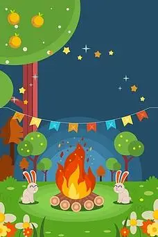 简约夜晚篝火晚会psd素材