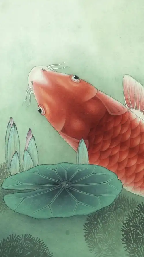 【新作】李晓明工笔横幅《富贵有鲤图》.含多张高清局部图及绘制步骤.