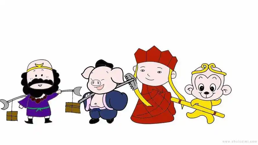 《西游记》中可爱q版动漫猪八戒卡通线稿简笔画西游记人物简笔画就