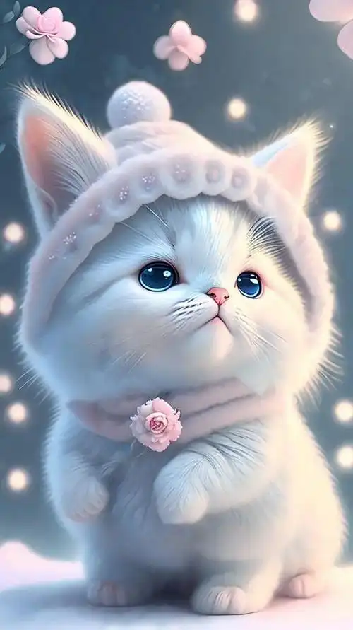 超萌系蓝眼白毛猫星人壁纸简直把心都萌化了