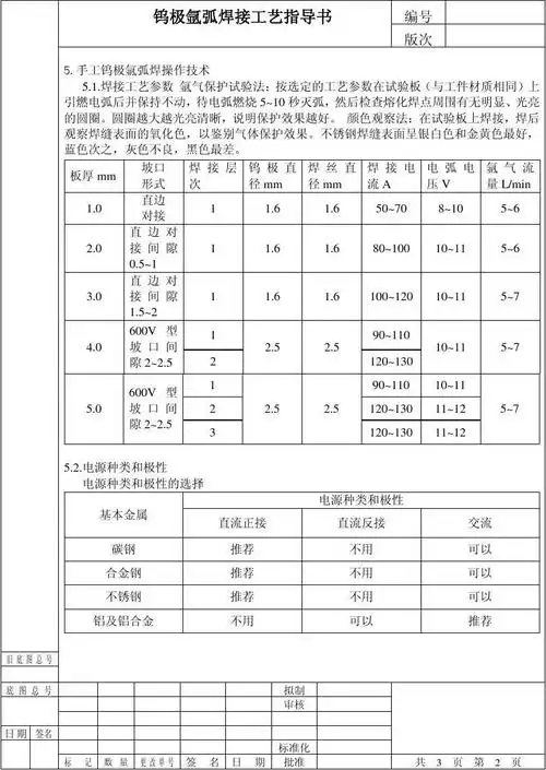钨极氩弧焊接工艺指导书