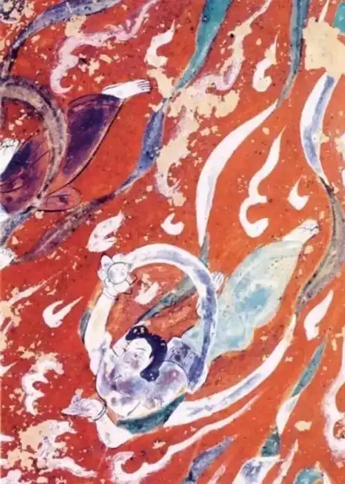 散花飞天(初唐 莫高窟322窟 西壁龛顶)