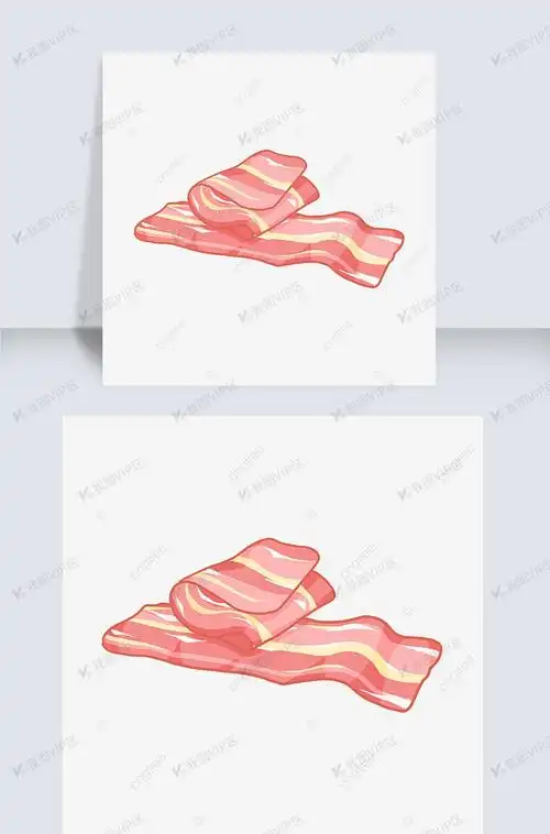 卡通猪肉烧烤食材美食彩色培根剪贴画