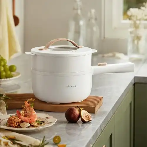 小熊电煮锅电热锅小宿舍火锅煮面锅多功能麦饭石内胆 1.