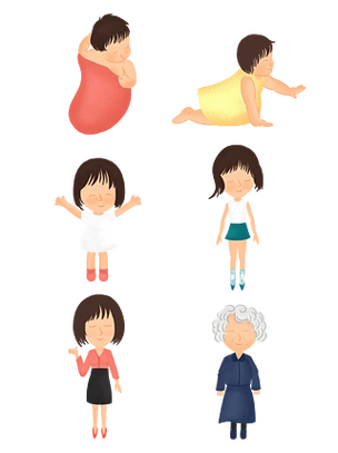 女孩从婴儿到老人的成长过程