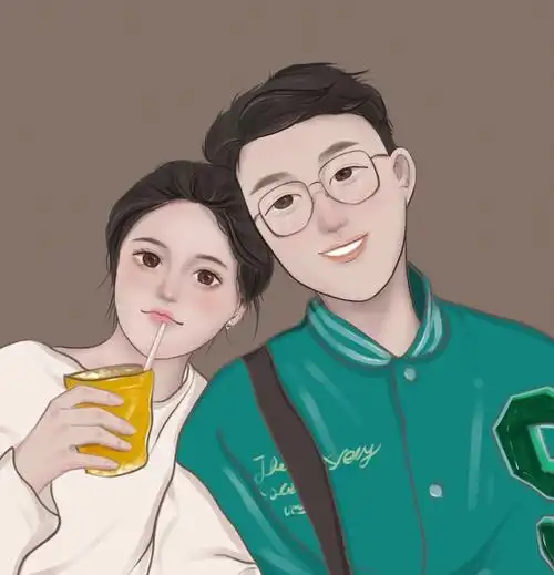 超级甜蜜的半厚涂情头~#情侣头像  #情侣  #手绘头像  #手绘头像约稿
