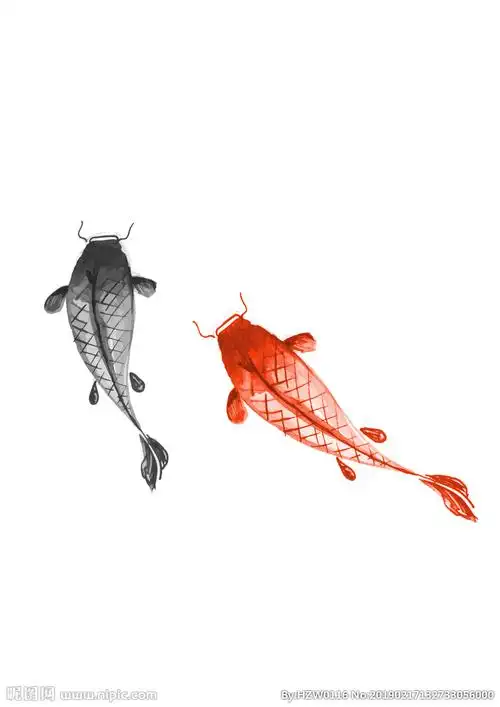 水墨中国风鲤鱼水墨画图片