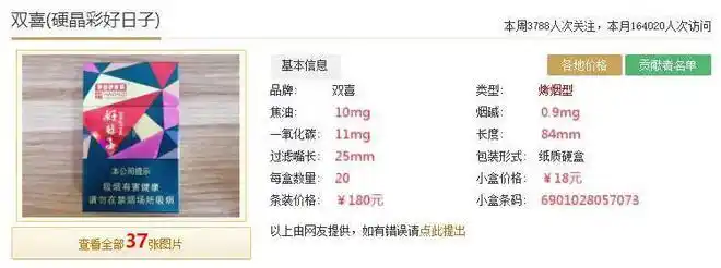 2022年烟价行情双喜硬晶彩好日子香烟价格图表