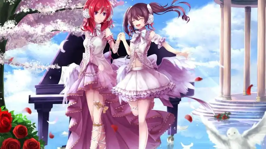 二次元美女拥抱亲吻