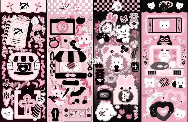 咕卡框框贴纸黑粉