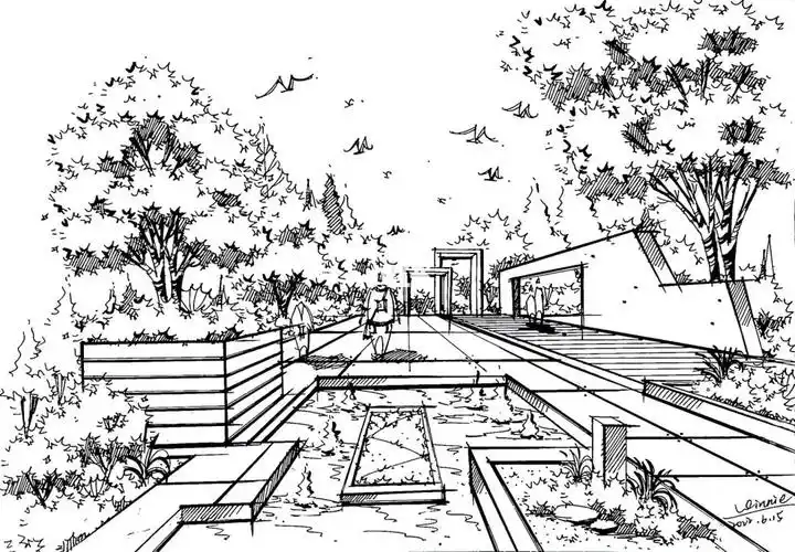 常州大学设计考研  #景观手绘  #效果图  #线稿  #手绘  #景观设计