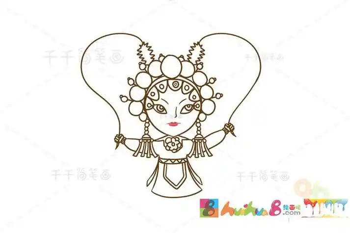 粤剧人物简笔画花旦怎么画和步骤