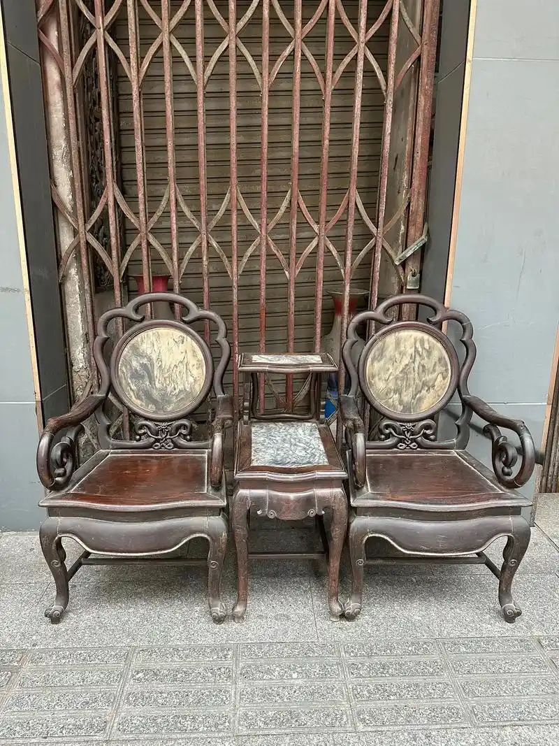 清代老大红酸枝 老红木 太师椅莲花椅一套.十分罕见配给莲花腿 - 抖音