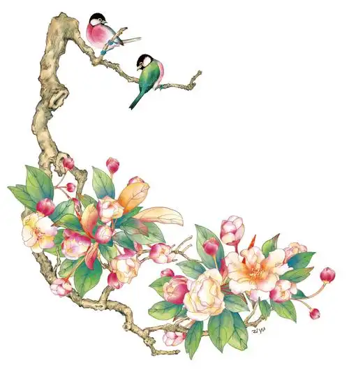 手绘插画-带质感花朵