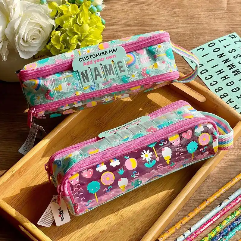 smiggle女童双层笔袋可以diy