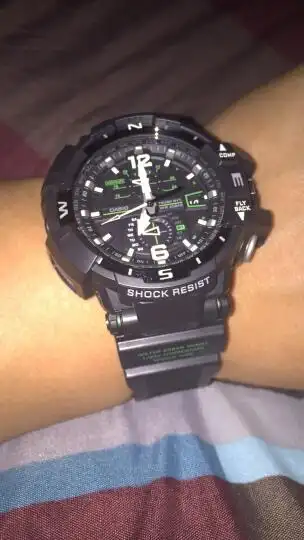 卡西欧(casio)男表 g-shock太阳能运动男士手表 绿线款gw-a1100-1a3