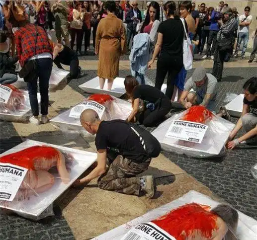 盒装人肉惊现广场烈日暴晒鲜血直流知道真相后惊叹不已