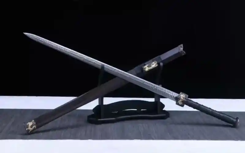 龙泉汉剑.花纹钢手工锻造保留原始煅打石纹.