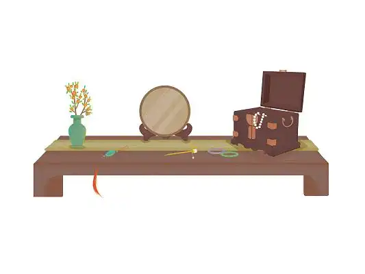 古风桌子家具彩色卡通手绘中秋节月饼桂花酒原创插画海报中秋节月饼