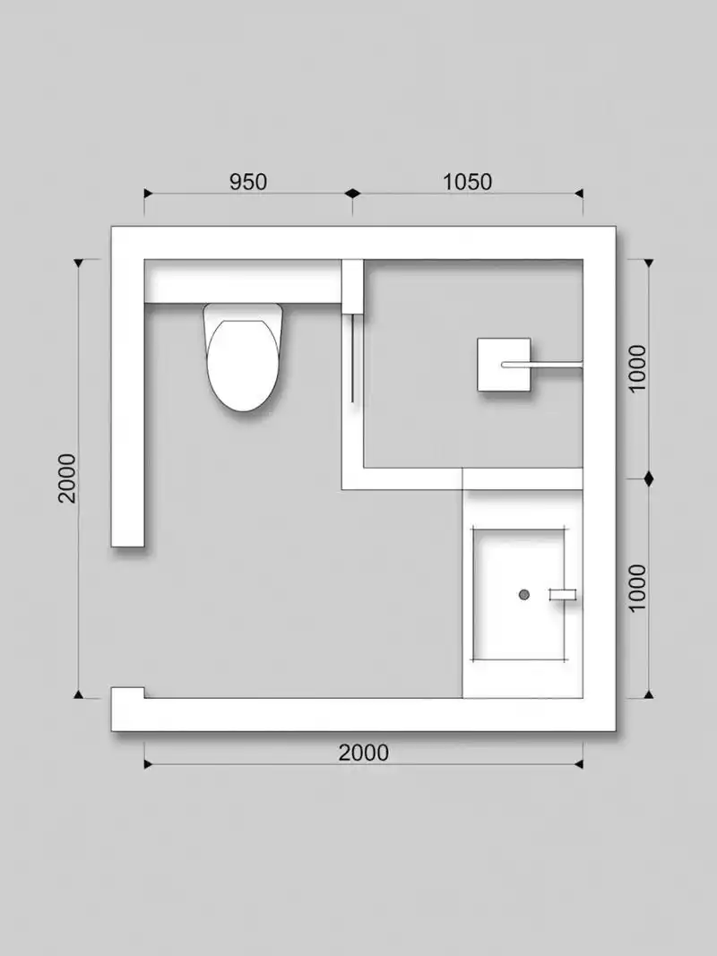 室内设计尺寸 | 小户型正方形卫生间布局