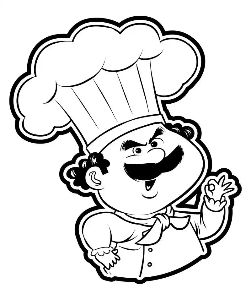 厨师的插图,黑色和白色的矢量图的厨师