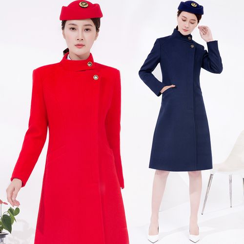 空姐大衣制服国航女冬长款修身过膝毛呢子呢子毛呢外套