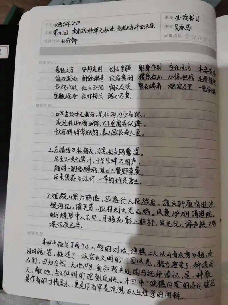 《西游记》 第九回读书笔记 本回描写了两个小人物的对话,渔樵二人以