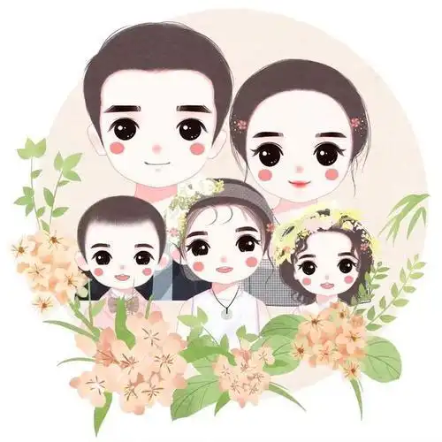 一家五口头像 - 可爱卡通头像!