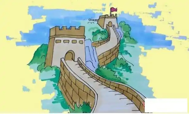 简单长城手绘怎么画涂颜色带步骤图