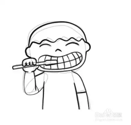 如何简单地绘制孩子刷牙