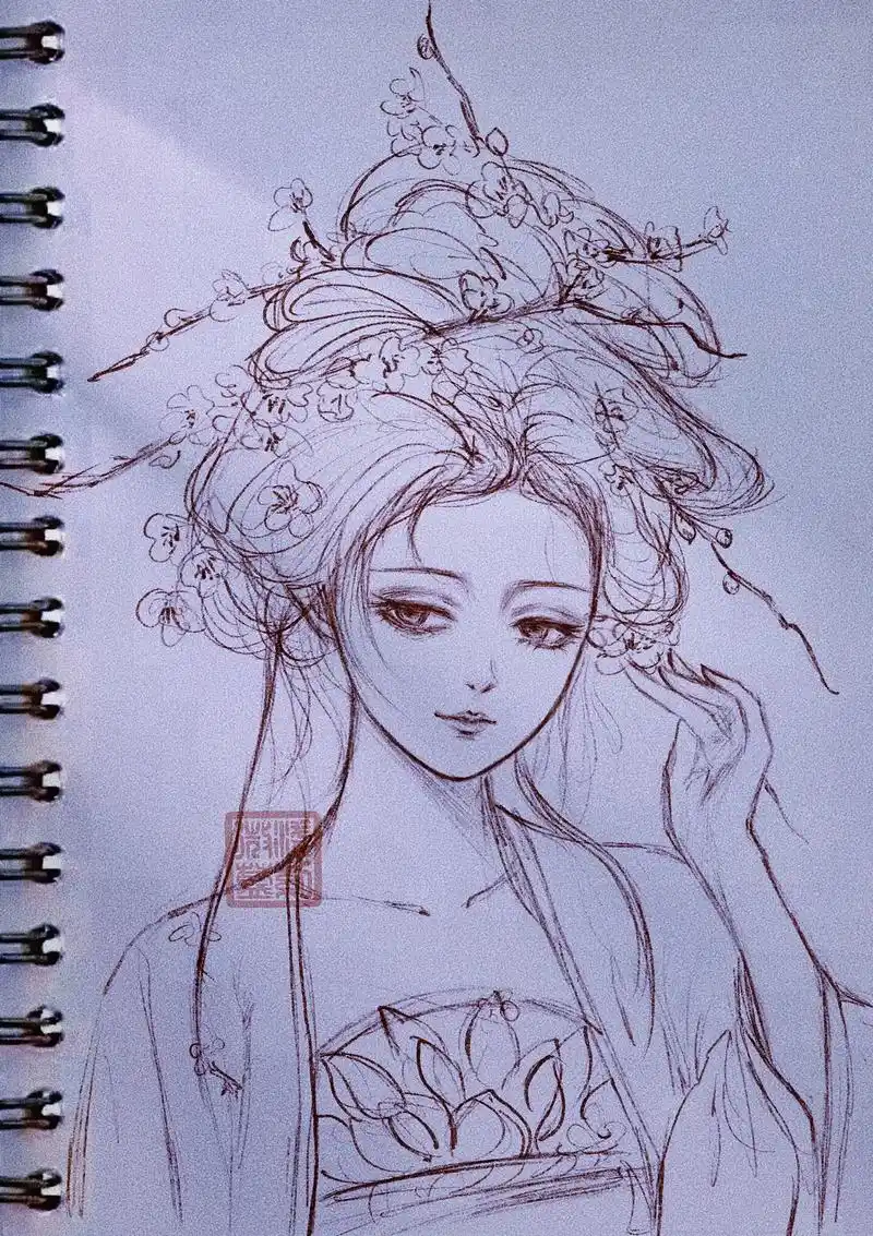 桃之夭夭,灼灼其华#手绘#线稿#古风#国风合伙人  - 抖音