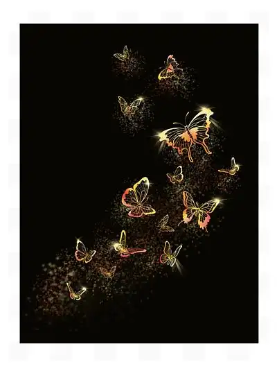 金色粒子光感特效蝴蝶